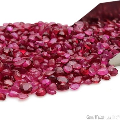 Ruby Oval & Pear Gemstone, 4-7mm, 50 Carats, 100% Natural Faceted Loose Gems, July Birthstone