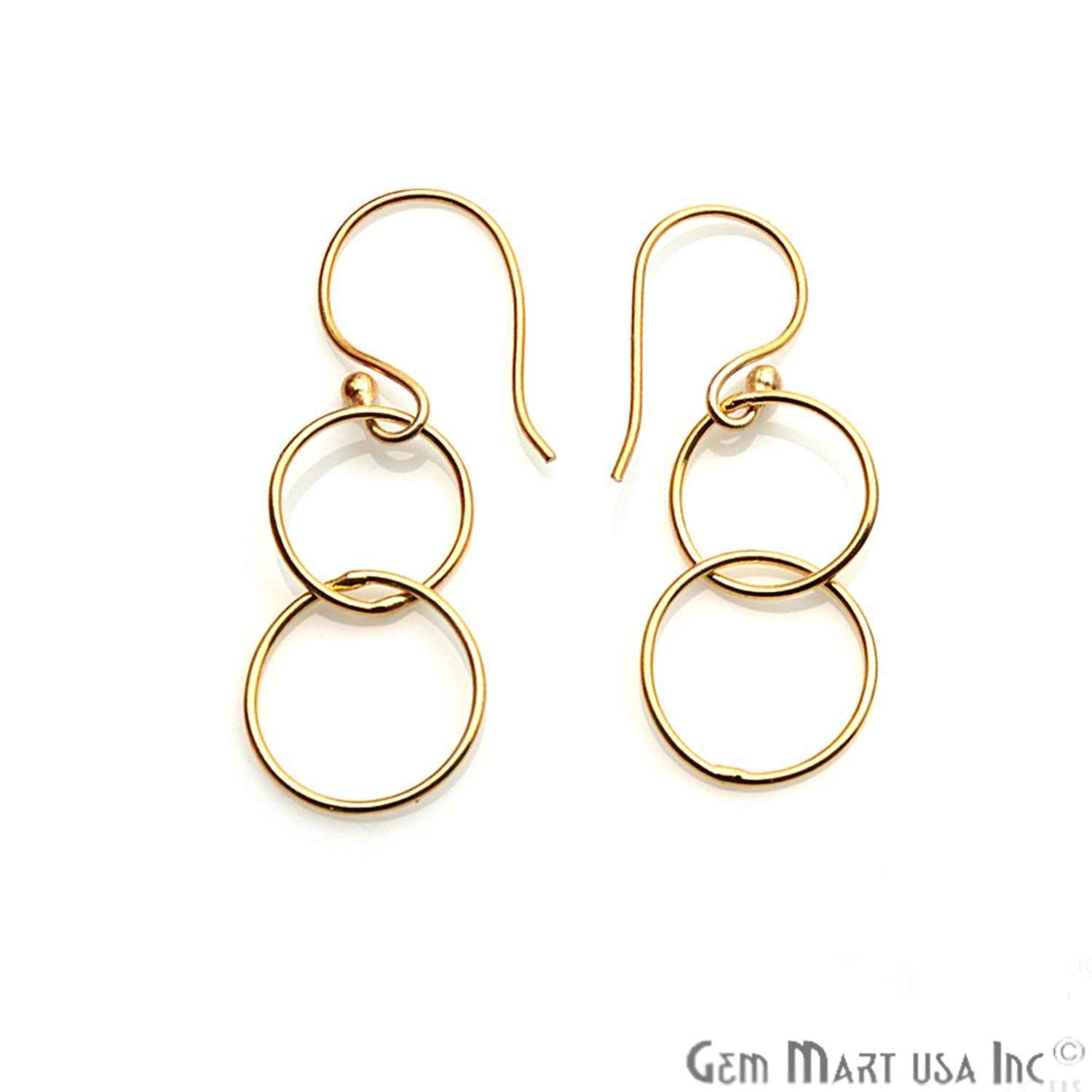 DIY Gold Plated 37x14mm Round Loop Hoop Dangle Hook Earrings - GemMartUSA
