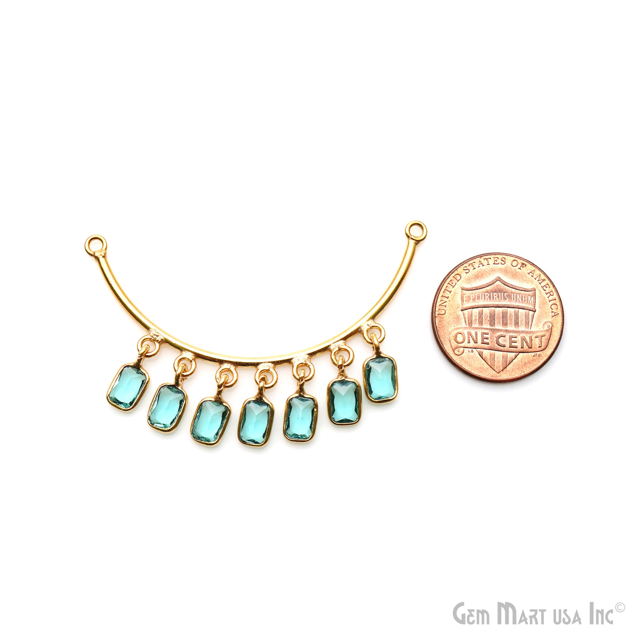 Crescent Moon Gold Plated Double Bail Octagon Chandelier Necklace