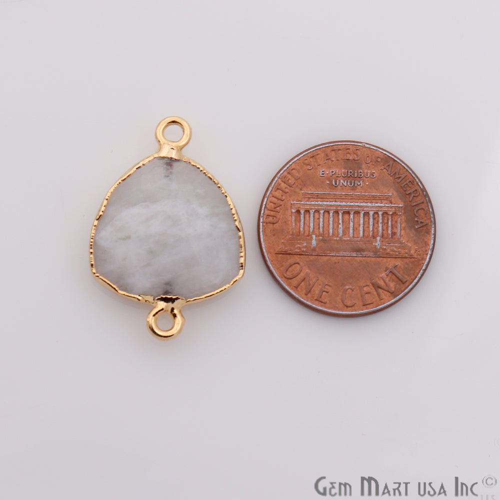 Rainbow Moonstone 16mm Trillion Shape Gold Electroplated Gemstone Connector - GemMartUSA