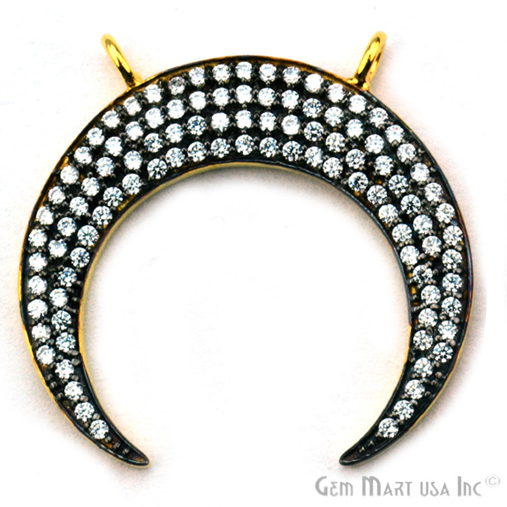 Moon' CZ Pave Gold Vermeil Charm for Bracelet & Pendants - GemMartUSA