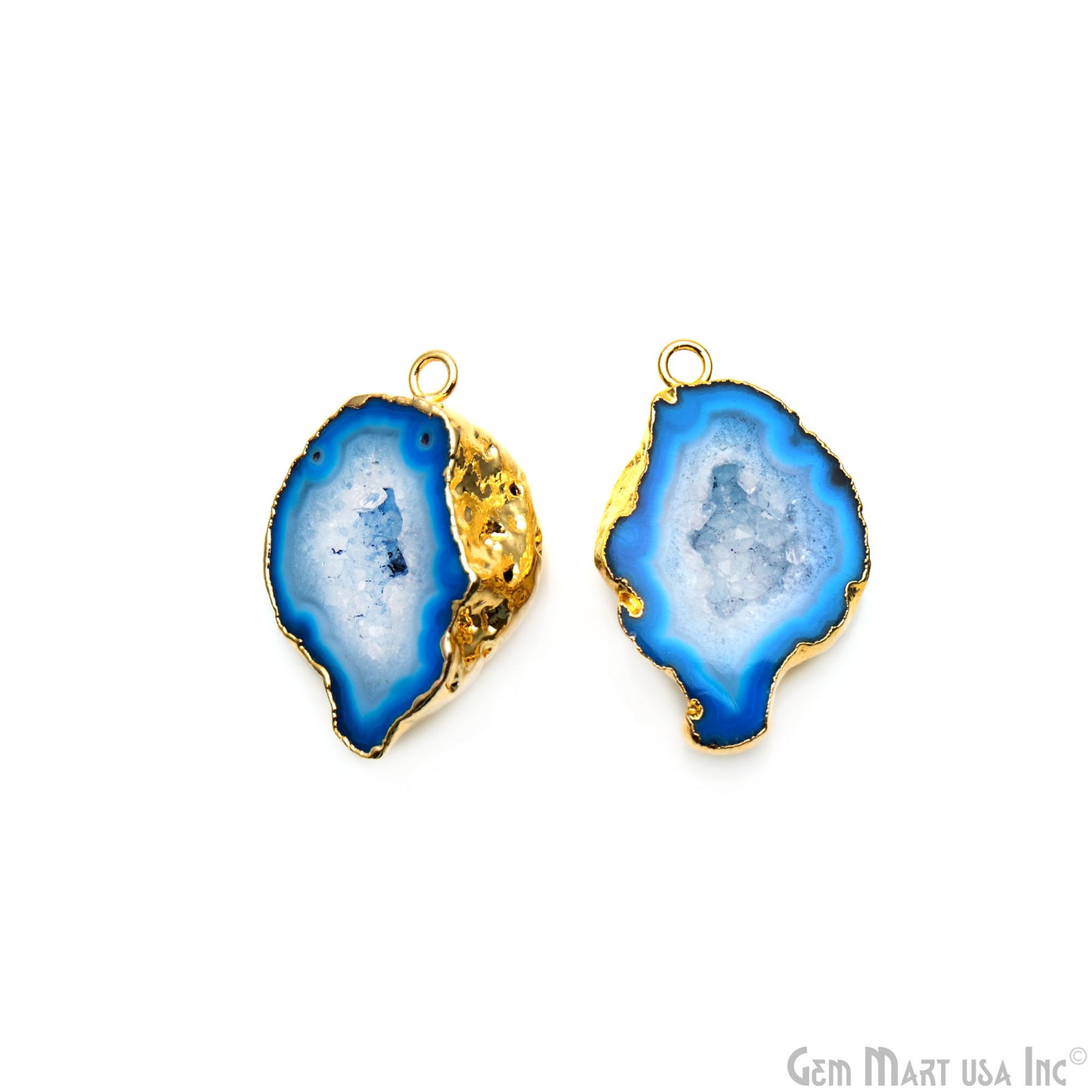 Geode Druzy 33x21mm Organic Gold Electroplated Single Bail Gemstone Earring Connector 1 Pair