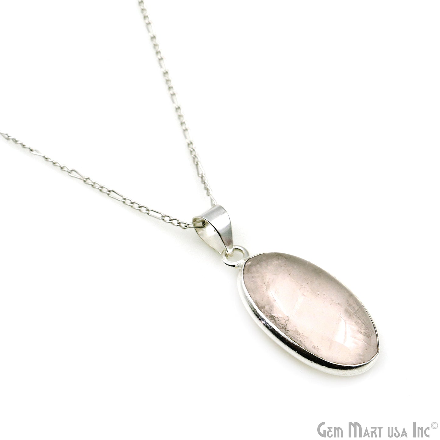 Rose Quartz Gemstone Oval 31x16mm Sterling Silver Necklace Pendant 1PC