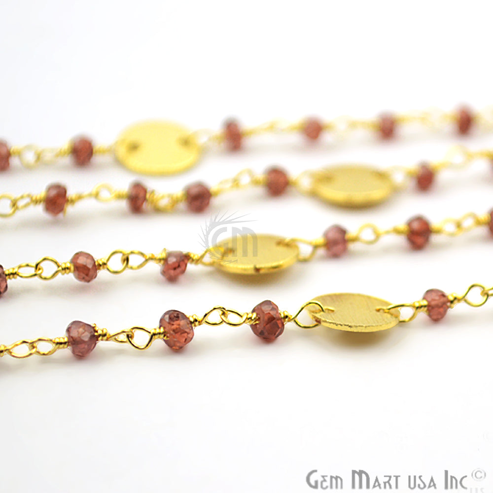 Garnet 3-3.5mm Gold Plated Wire Wrapped Beads Rosary Chain - GemMartUSA (763677671471)