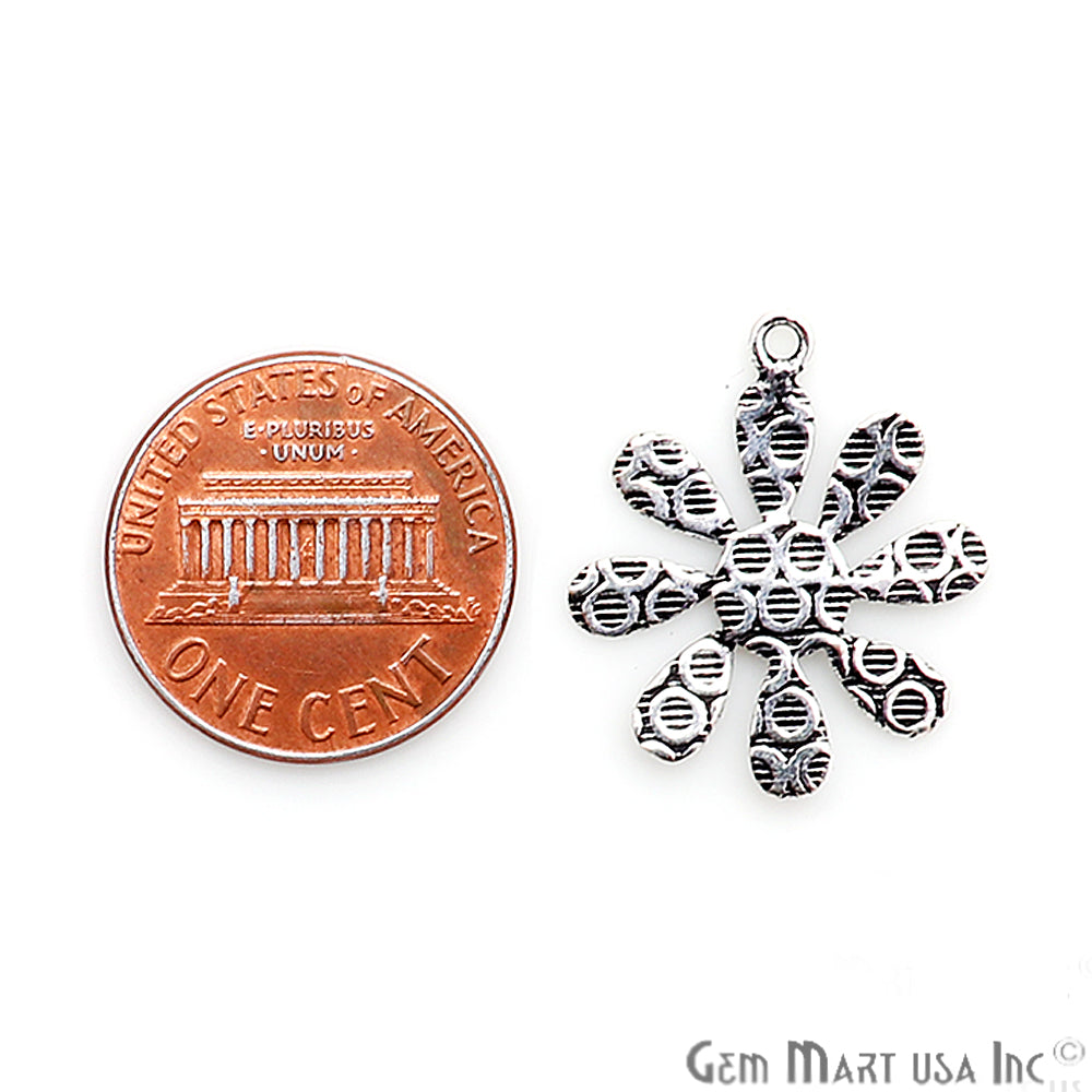 Flower Shape Oxidized 22x19mm Charm For Bracelets & Pendants - GemMartUSA