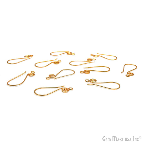 10 Pair Lot Gold Plated 31x13mm Earring Gold Fishhook Earwires