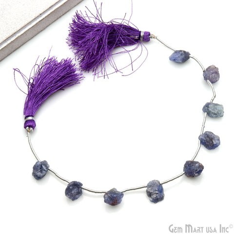 Rough Gemstone Rough Beads, 9 Inch Gemstone Strands, Drilled Strung Briolette Beads, Free Form, 12x7mm