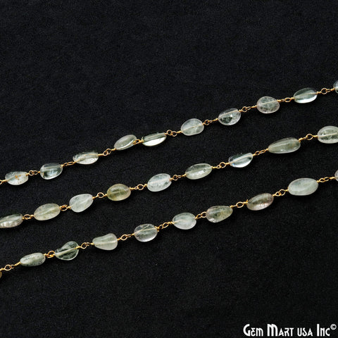 Golden Rutile 12x5mm Tumble Beads Gold Plated Rosary Chain