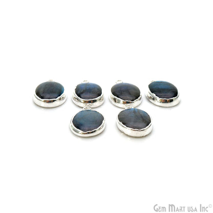 Flashy Labradorite 23x15mm Cabochon Oval Single Bail Silver Electroplated Gemstone Connector