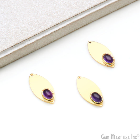 DIY Oval 23x11mm Single Bail Gold Plated Gemstone Pendant Connector 1pc