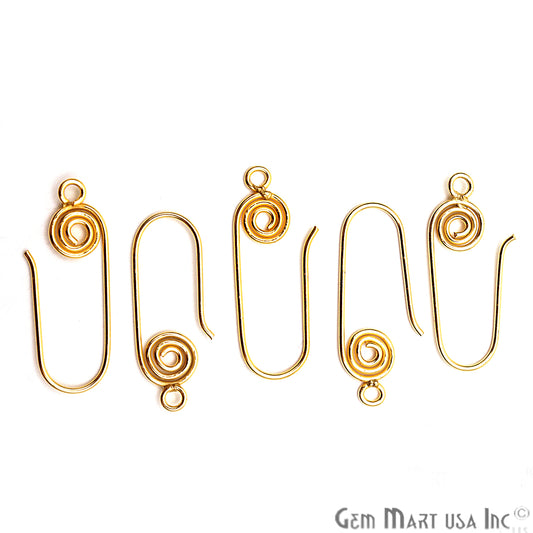 5pc Lot Of Earring Spiral Hook Finding Gold Plated Earring Supplies - GemMartUSA