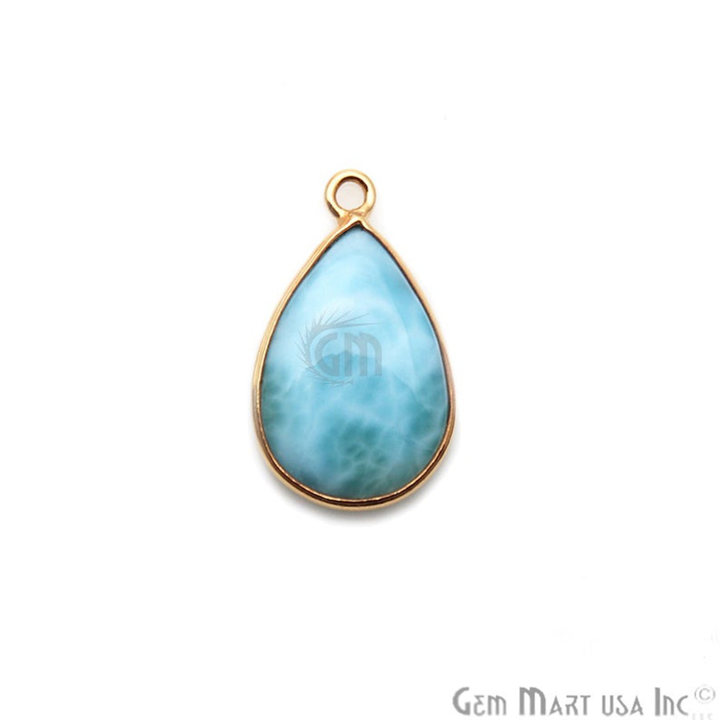 Larimar Cabochon Gemstone 22x13mm Gold Plated Connector - GemMartUSA