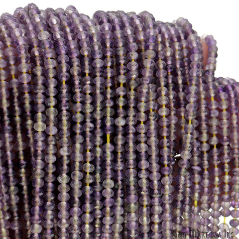Ametrine Rondelle Beads, 13 Inch Gemstone Strands, Drilled Strung Nugget Beads, Faceted Round, 3-4mm