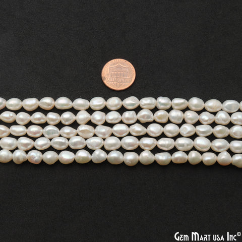 Pearl Rough Beads, 16 Inch Gemstone Strands, Drilled Strung Briolette Beads, Free Form, 7x5mm