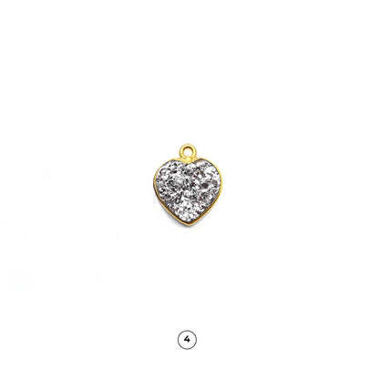 Heart 12mm Druzy Gold Plated Center Single Bail Druzy Connector