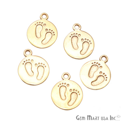 Foot Print Gold Plated Round Charm Connector - GemMartUSA