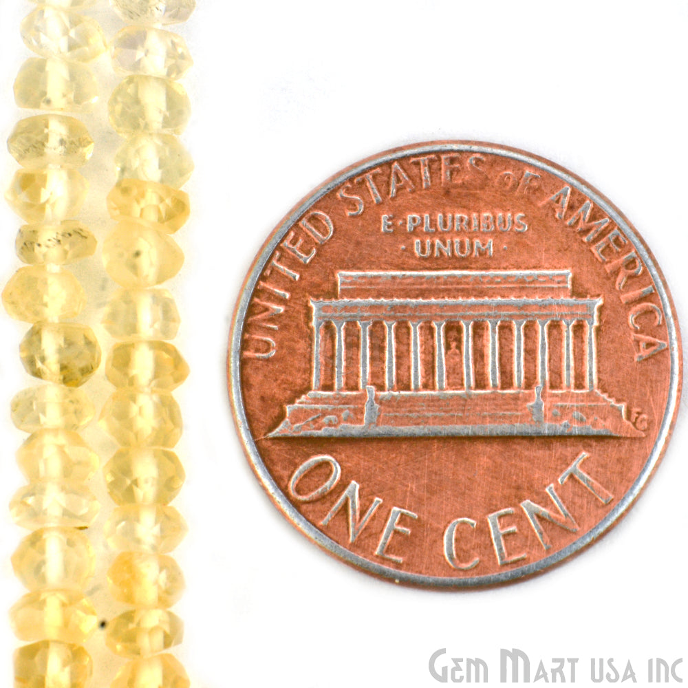ight Citrine Shaded Micro Faceted Rondelle 3-4mm 13" Length (762704986159)