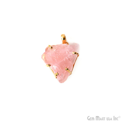 Natural Morganite Organic 33x24mm Gold Plated Prong Setting Single Bail Gemstone Pendant