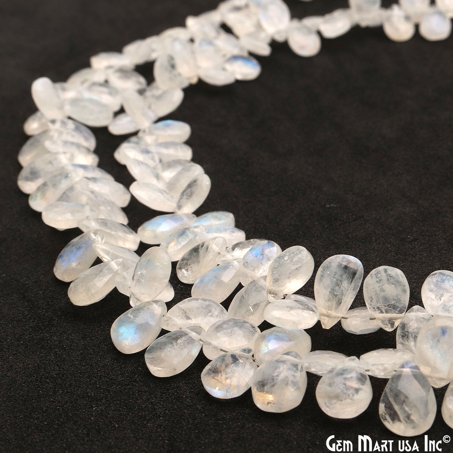 Rainbow Moonstone Teardrop Beads, 8 Inch Gemstone Strands, Drilled Strung Briolette Beads, Teardrop Shape, 9x5mm