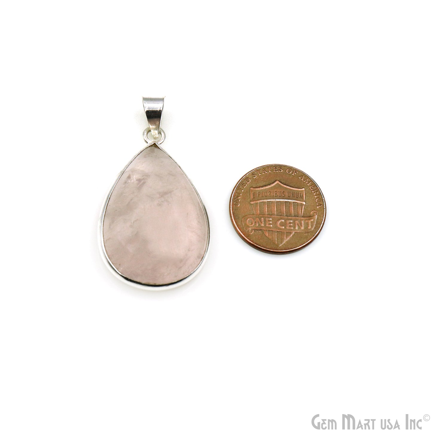 Rose Quartz Gemstone Pears 35x22mm Sterling Silver Necklace Pendant 1PC