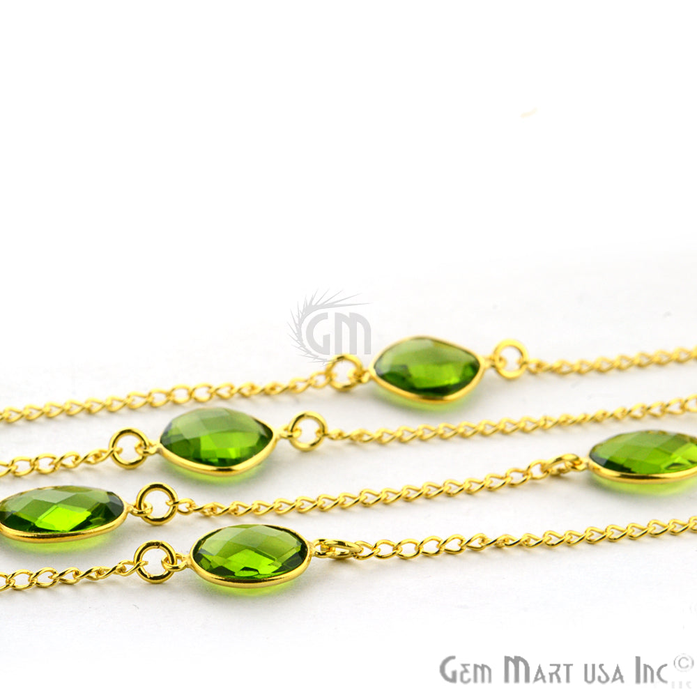 Peridot 10-15mm Gold Plated Link Bezel Connector Chain - GemMartUSA (764191899695)