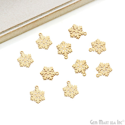 Snowflake Shape 16.2x12.2mm Gold Plated Textured Charm Minimalist Finding