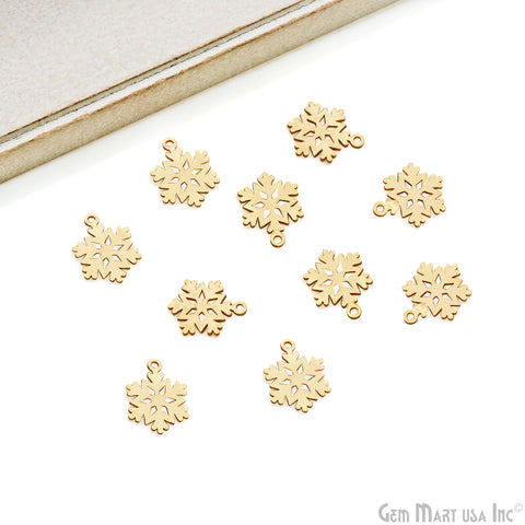 Snowflake Shape 16.2x12.2mm Gold Plated Textured Charm Minimalist Finding