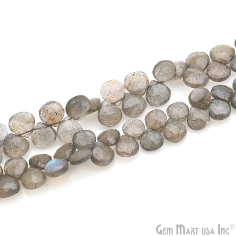 Labradorite Onion Beads, 8.5 Inch Gemstone Strands, Drilled Strung Briolette Beads, Onion Shape, 7-8mm