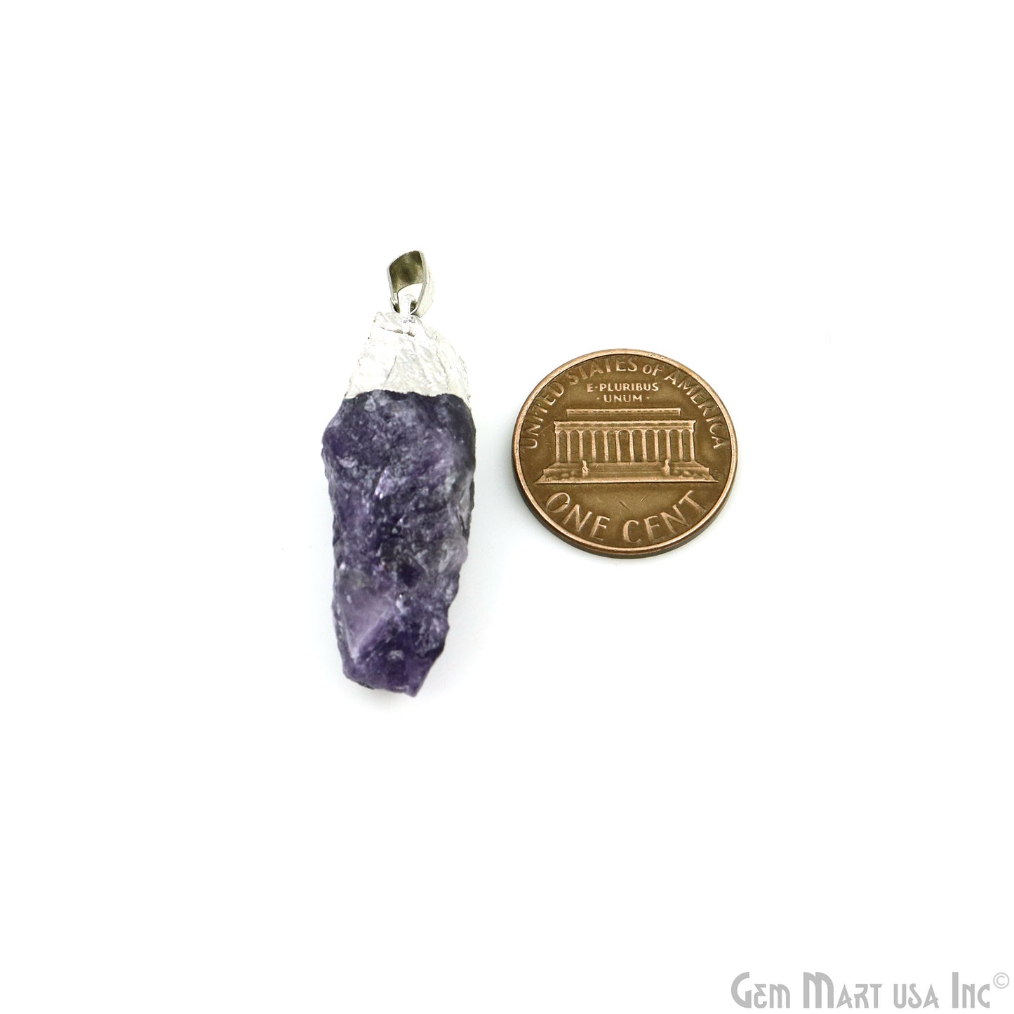 Amethyst 45x13mm Free Form Silver Electroplated Single Bail Gemstone Connector