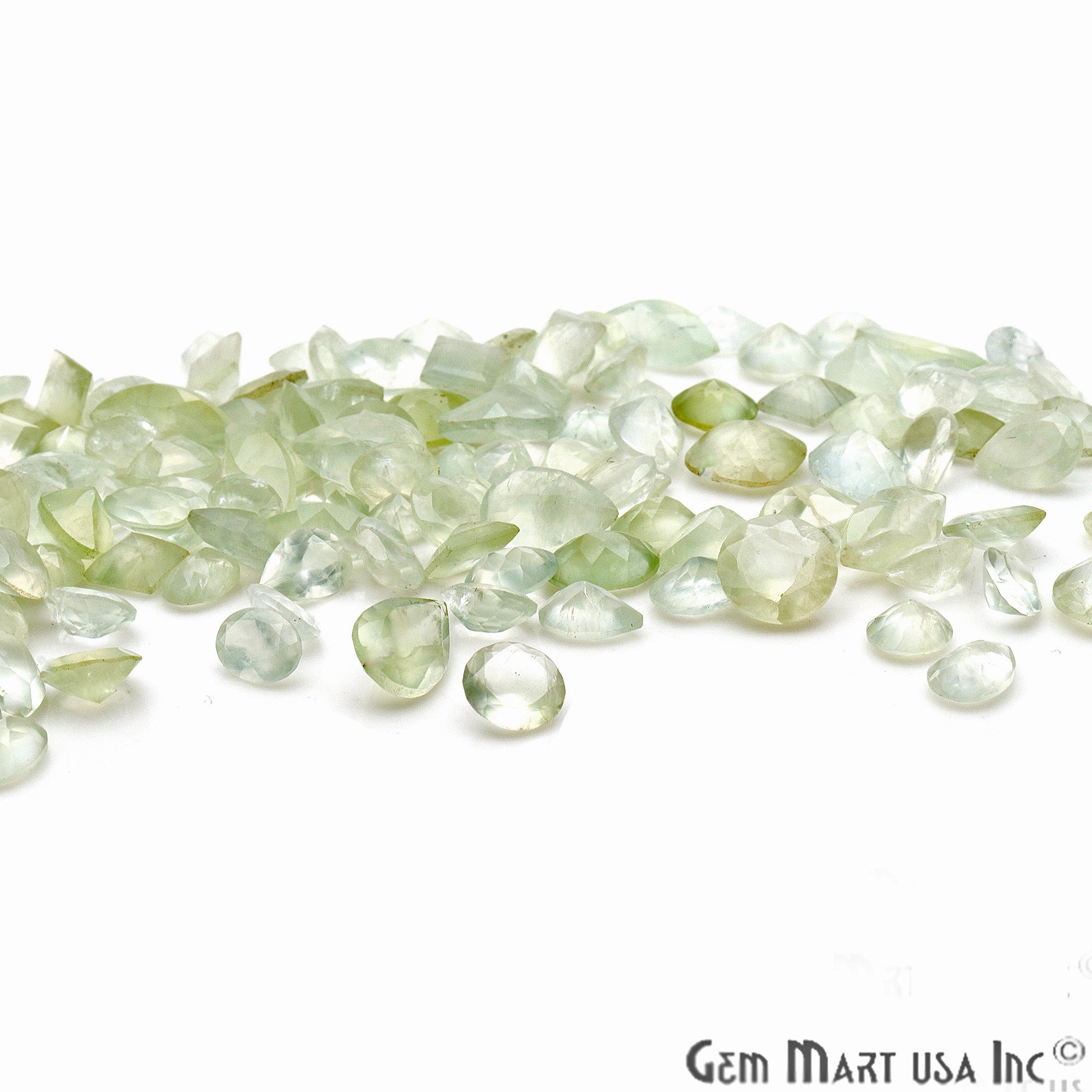 50ct Lot Prehnite Mix Shaped 7-12mm Stone, Faceted Gemstone Mixed lot, Loose Stones - GemMartUSA