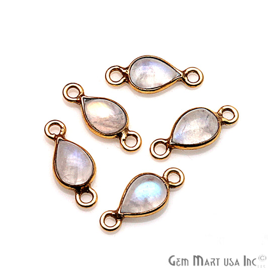 Moonstone Cabochon 7x5mm Pear Gold Bezel Connector (Pick Your Bail) - GemMartUSA