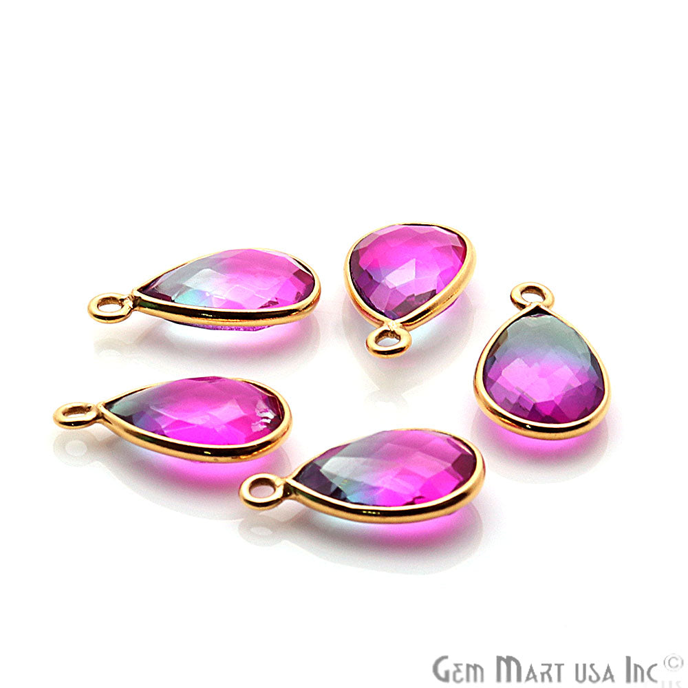 Doublet Aura Quartz 8x12mm Pear Connector (Pick Color,Bail or plating) - GemMartUSA