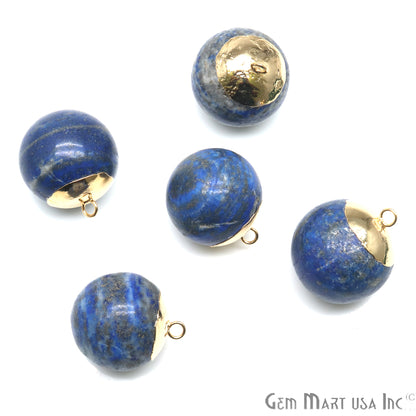 Gemstone Ball 25x28mm Gold Edged Single Bail Charm Ball Connector