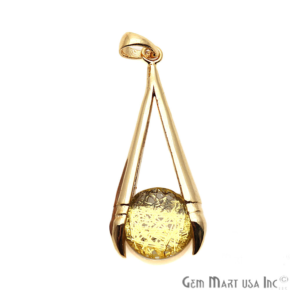 DIY Gemstone 37x15mm Gold Plated Necklace Pendant (Pick Gemstone) - GemMartUSA