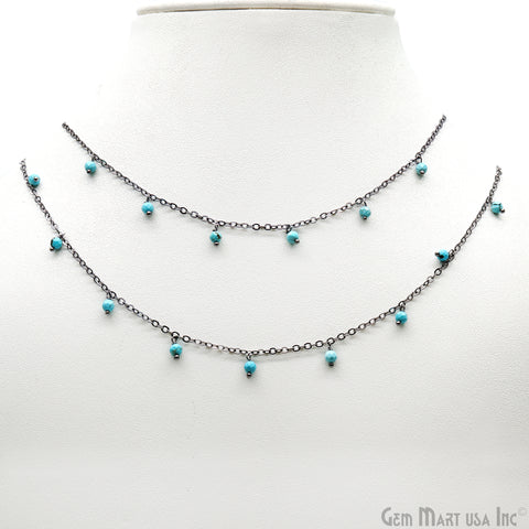 Turquoise Jasper Faceted Beads 3-4mm Oxidized Cluster Dangle Chain
