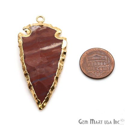 Jasper Arrowhead 43x21mm Gold Electroplated Single Bail Gemstone Connector - GemMartUSA