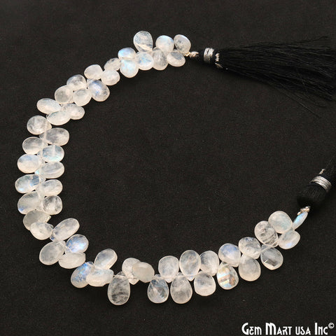 Rainbow Moonstone Teardrop Beads, 8 Inch Gemstone Strands, Drilled Strung Briolette Beads, Teardrop Shape, 10x7mm