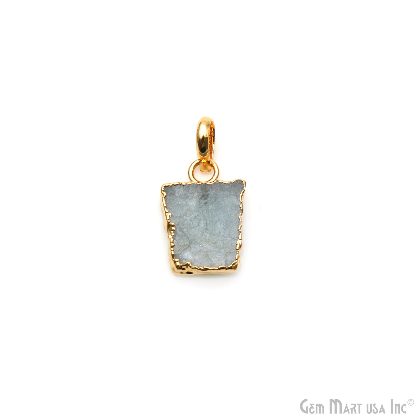 Aquamarine Free Form shape 18x13mm Gold Electroplated Gemstone Single Bail Pendant