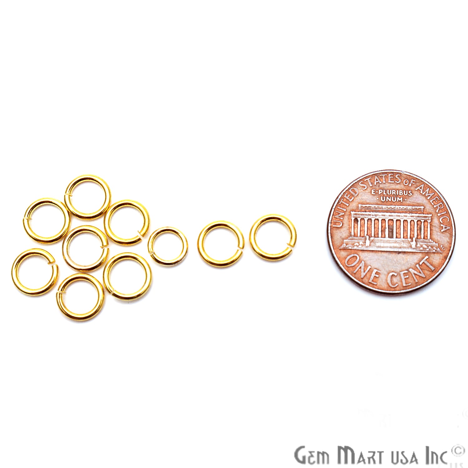 10pc Lot Open Jump Rings 6mm Gold Plated Finding Jewelry Charm - GemMartUSA