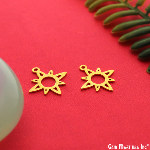 Sun Charm Laser Finding Gold Plated 20x18.8mm Charm For Bracelets & Pendants