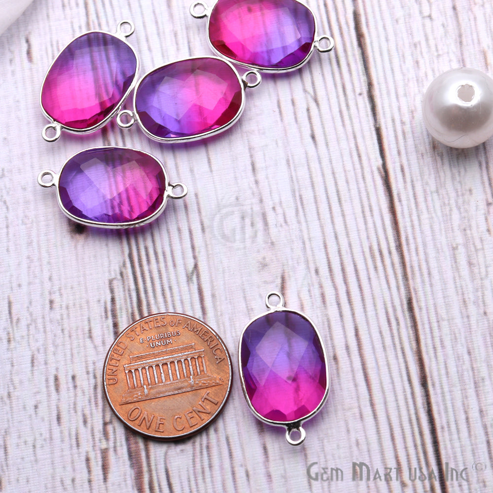 Aura Quartz 12x16mm Octagon Shape Doublet Quartz Gemstone Connector (Pick Your Color, Plating, Bail) - GemMartUSA