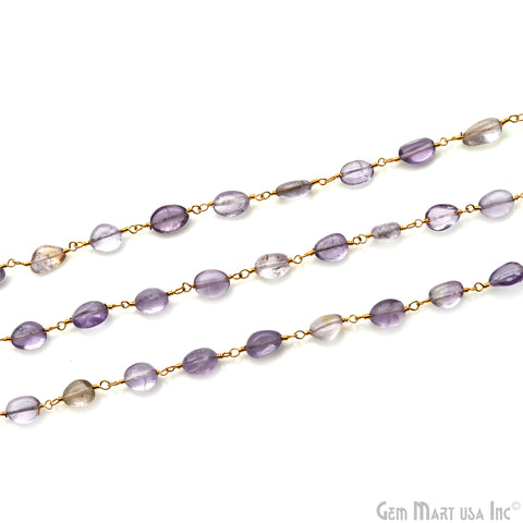 Ametrine 8x5mm Tumble Beads Gold Plated Rosary Chain