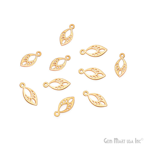 Pears Shape Laser Finding Gold Plated 19.4x9mm Charm For Bracelets & Pendants