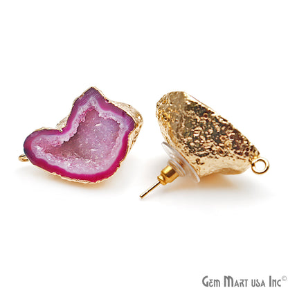 DIY Agate Slice Geode Druzy Gold Edged Loop Connector Studs Earrings