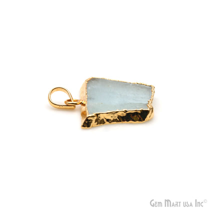 Aquamarine Free Form shape 26x25mm Gold Electroplated Gemstone Single Bail Pendant