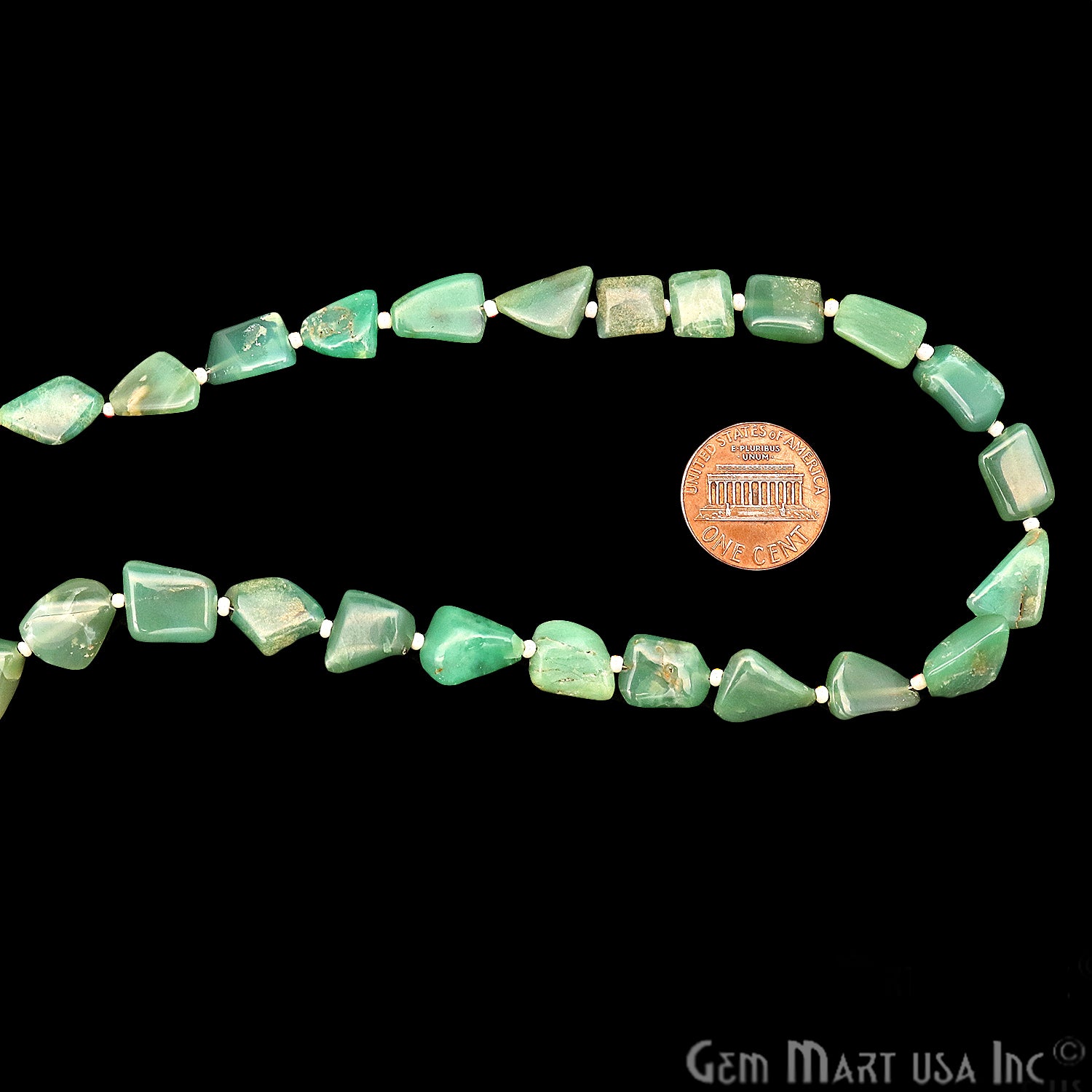 Chrysoprase Free Form 12x8mm Tumble Beads Gemstone Strands - GemMartUSA