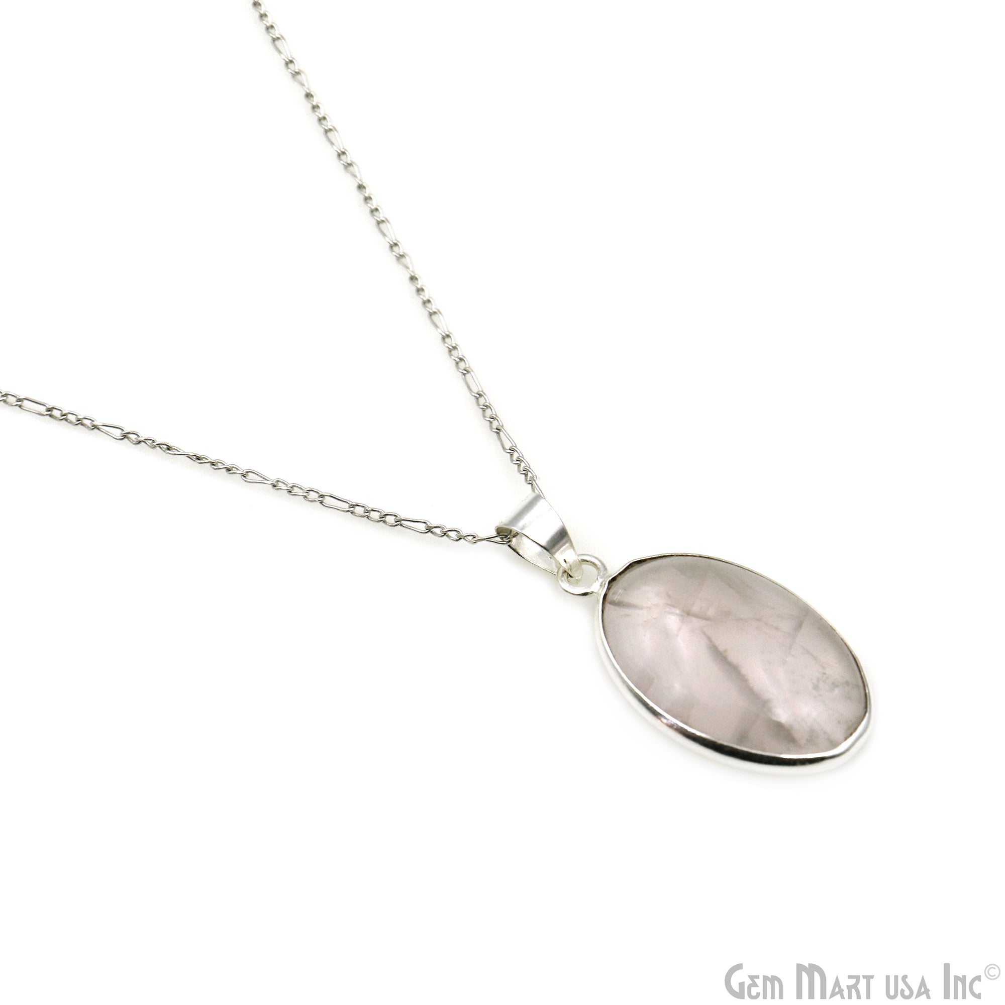 Rose Quartz Gemstone Oval 31x18mm Sterling Silver Necklace Pendant 1PC
