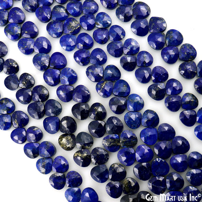 Lapis Heart Beads, 7 Inch Gemstone Strands, Drilled Strung Briolette Beads, Heart Shape, 7mm