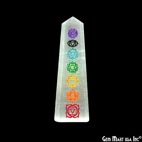 Selenite Flat Point Shape 69x20mm Engraved Symbols Reiki Healing Meditation Gemstones