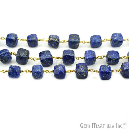 Lapis Lazuli Gold Plated Wire Wrapped Beads Rosary Chain